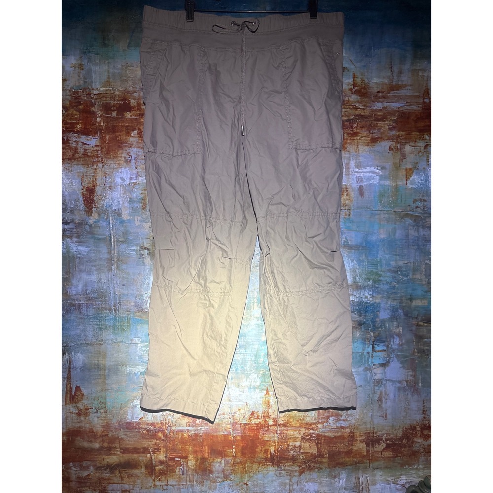 Nautica Jeans Co XL Tan Khaki Cargo Pants Elastic Drawstring Cotton Relaxed